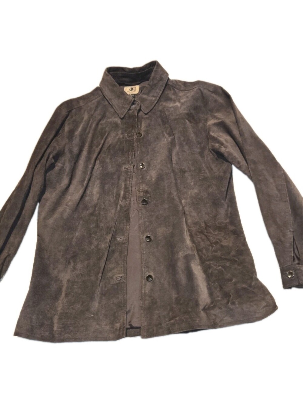 Rafaella Sports Petite Sz M Vtg Genuine Suede/Leather Shacket Chocolate Brown...